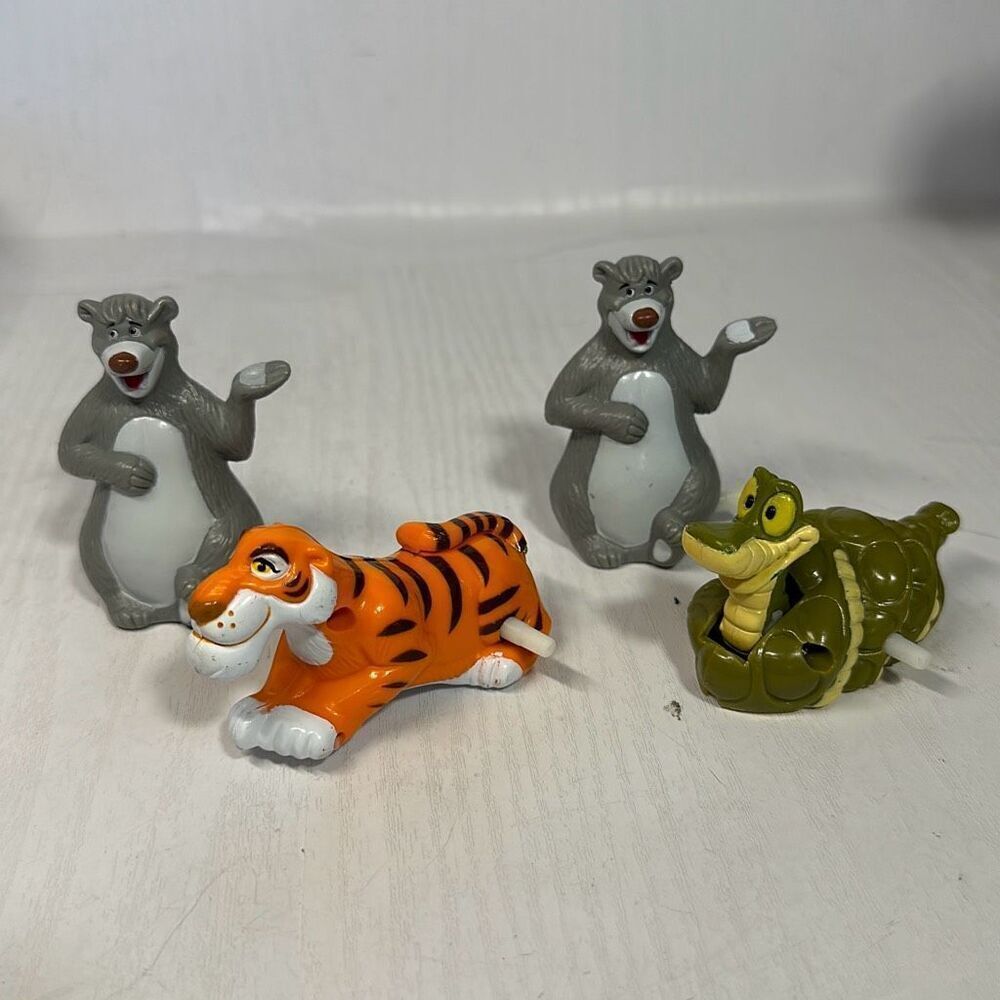 VINTAGE (1980s) Disney KAA Jungle Book Snake Baloo Shere Khan WIND UP TOY
